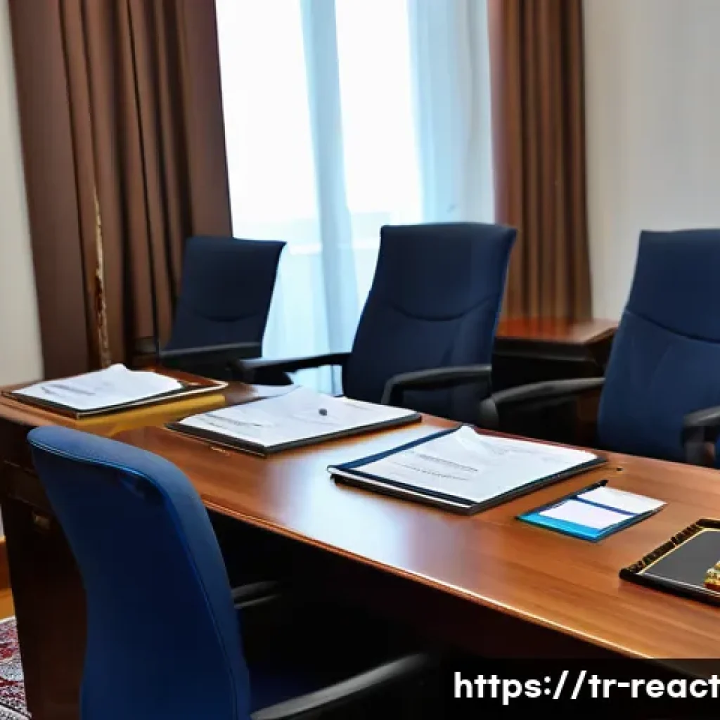 부동산 세금 신고의 진행 절차 - A professional Turkish tax consultant’s office interior scene showing a well-organized desk with ess...