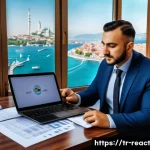 Home 22 부동산 세금 리포트 작성 방법 - A modern Turkish real estate agent’s office scene showing a professional calculating property sale t...