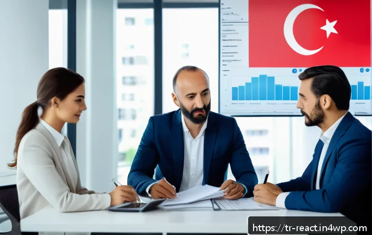 부동산 세금 신고를 위한 워크숍 정보 - A modern Turkish office setting with a professional male tax consultant explaining new 2024 real est...