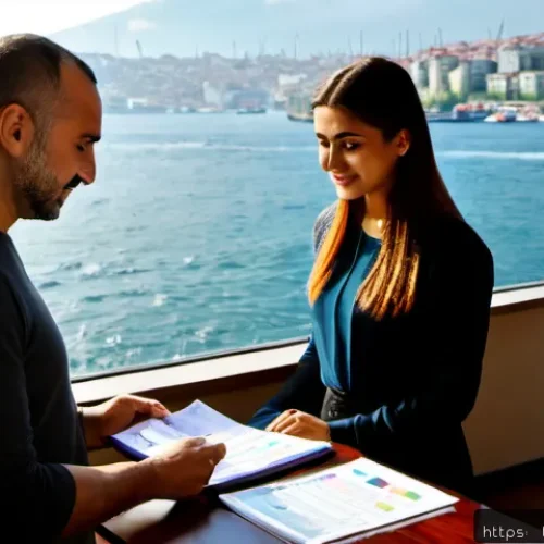 Home 17 부동산 세금 전략의 성공 사례 - Photorealistic Istanbul real estate success scene, a confident Turkish couple in modest smart-casual...